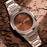 D1 Milano Ultra Thin Brown Dial Gold Steel Strap Watch for Unisex - D1-UTBJ10