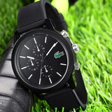Lacoste 12.12 Black Dial Black Silicone Strap Watch for Men - 2010972