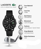 Lacoste 12.12 Black Dial Black Silicone Strap Watch for Men - 2010972