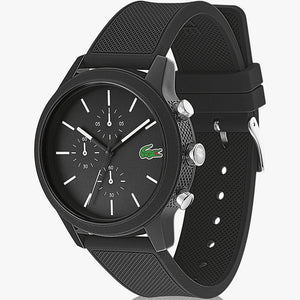Lacoste 12.12 Black Dial Black Silicone Strap Watch for Men - 2010972