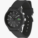 Lacoste 12.12 Black Dial Black Silicone Strap Watch for Men - 2010972