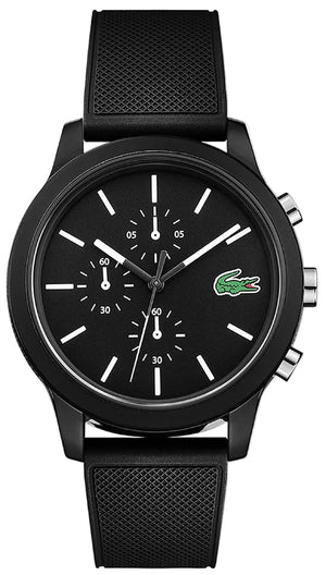 Lacoste 12.12 Black Dial Black Silicone Strap Watch for Men - 2010972