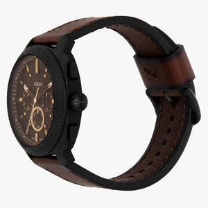 Fossil Machine Brown Dial Brown Leather Strap Watch for Men - FS6101