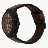 Fossil Machine Brown Dial Brown Leather Strap Watch for Men - FS6101