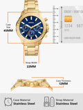 Fossil Bannon Blue Dial Gold Steel Strap Watch for Men - BQ2706