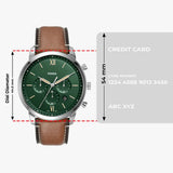 Fossil Neutra Green Dial Brown Leather Strap Watch for Men - FS5963