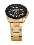 Michael Kors Alek Black Dial Gold Steel Strap Watch for Men - MK9184