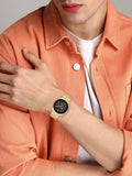 Michael Kors Alek Black Dial Gold Steel Strap Watch for Men - MK9184