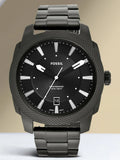Fossil Machine Black Dial Gray Steel Strap Watch for Men - FS5970