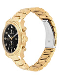 Michael Kors Panorama Black Dial Gold Steel Strap Watch for Men - MK9195