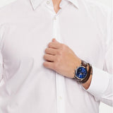 Fossil Neutra Blue Dial Brown Leather Strap Watch for Men - FS6018