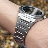 D1 Milano Ultra Thin Black Dial Silver Steel Strap Watch for Men - D1-UTBJ14