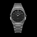 D1 Milano Ultra Thin Re-Gun Black Dial Gray Steel Strap Watch for Men - D1-UTBJ41