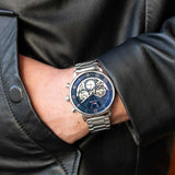 Tommy Hilfiger Legend Chronograph Blue Dial Silver Steel Strap Watch For Men - 1710569