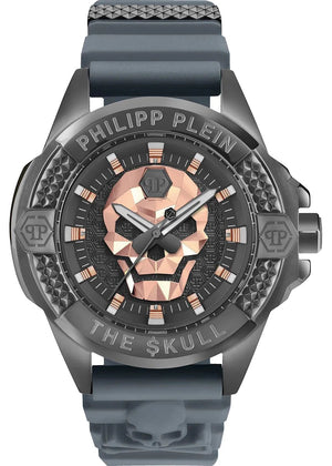 Philipp Plein The Skull Grey Dial Grey Stainless Steel Strap Watch For Men- PWAAA2324