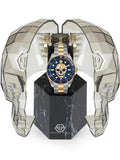 Philipp Plein The $kull Diver Blue Dial Silver With Gold Stainless Steel Strap Watch For Men- PWOAA0722