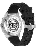 Philipp Plein Skeleton Spectre Silver Dial Black Silicone Strap Watch For Men- PWRAA0123