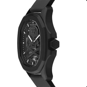 Philipp Plein Skeleton Spectre Black Dial Black Silicone Strap Watch for Men - PWRAA0923