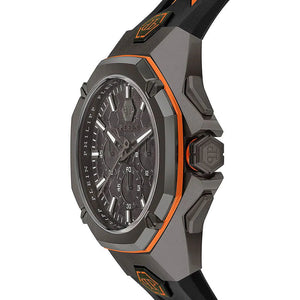 Philipp Plein Octagon Black Grey Black And Orange Silicone Strap Watch for Men - PWTBA0523