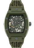 Philipp Plein The Skeleton Green Dial Green Silicone Strap Watch for Men- PWVBA0223