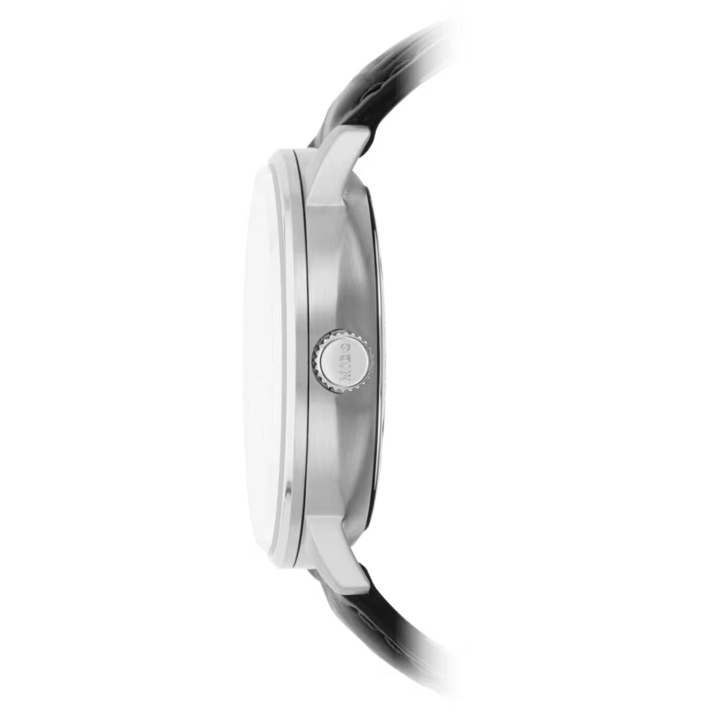 Mido Comander II Automatic Chronometer Silver Dial Black Leather Strap Watch For Men - M021.431.16.031.00