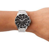 Emporio Armani Diver Chronograph Black Dial Silver Steel Strap Watch For Men - AR11360