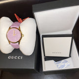 Gucci G Timeless Quartz Lilac Dial Lilac Leather Strap Watch For Women - YA1264098