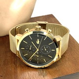 Lacoste Replay Black Dial Gold Steel Strap Watch for Men - 2011195
