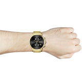 Hugo Boss Integrity Chronograph Black Dial Gold Steel Strap Watch for Men - 1513781