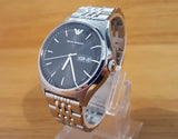 Emporio Armani Zeta Black Dial Silver Steel Strap Watch for Men - AR1977