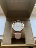 Burberry The City White Dial White Leather Strap Watch for Women - BU9012