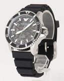 Emporio Armani Sea Explorer Meccanico Automatic Black Dial Black Silicone Strap Watch For Men - AR60062