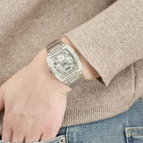 Guess Raven Diamonds Silver Dial Silver Steel Strap Watch for Women - GW0104L1