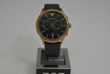 Emporio Armani Alpha Large Black Dial Black Leather Strap Watch for Men - AR1792