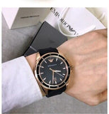 Emporio Armani Sport Quartz Black Dial Black Rubber Strap Watch For Men - AR11101