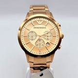Emporio Armani Classic Chronograph Rose Gold Dial Rose Gold Steel Strap Watch For Men - AR2452