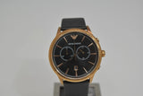 Emporio Armani Alpha Large Black Dial Black Leather Strap Watch for Men - AR1792