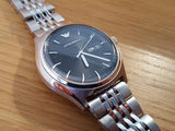 Emporio Armani Zeta Black Dial Silver Steel Strap Watch for Men - AR1977