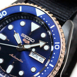 Seiko 5 Sports Automatic Blue Dial Black NATO Strap Watch for Men - SBSA098