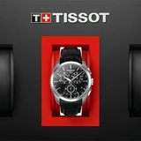 Tissot T Classic Couturier Chronograph Black Dial Black Leather Strap Watch For Men - T035.617.16.051.00