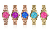 Michael Kors Lexington Quartz Blue Dial Gold Steel Strap Watch For Women - MK3271