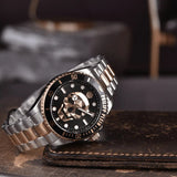 Philipp Plein The Skull Diver Black Dial  2 Tone Stainless Steel Strap Watch For Men- PWOAA0822