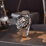 Philipp Plein The Skull Diver Black Dial  2 Tone Stainless Steel Strap Watch For Men- PWOAA0822