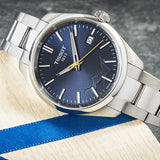Tissot PR 100 Blue Dial Silver Steel Strap Watch for Women  - T150.210.11.041.01