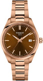 Tissot PR 100 Brown Dial Gold Steel Strap Watch for Women - T150.210.33.291.00