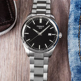 Tissot PR 100 Black Dial Silver Steel Strap Watch for Men - T150.410.11.081.00