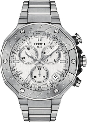Tissot T-Race White Dial Gray Steel Strap Watch for Men - T141.417.11.031.00