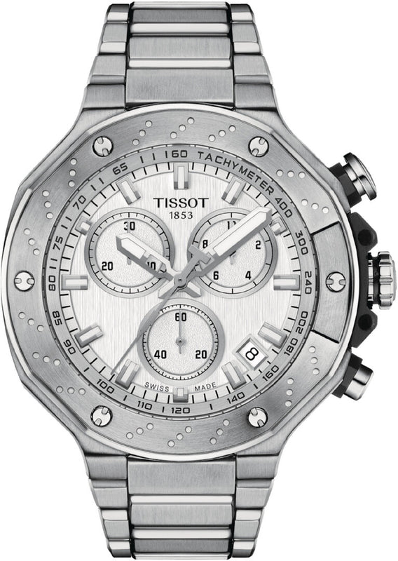 Tissot T-Race White Dial Gray Steel Strap Watch for Men - T141.417.11.031.00