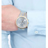 Emporio Armani Renato Chronograph Silver Dial Two Tone Steel Strap Watch For Men - AR11076