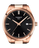 Tissot PR 100 Black Dial Rose Gold Steel Strap Watch for Men - T150.410.33.051.00